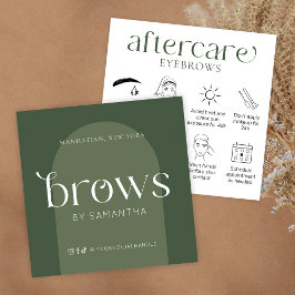 Brows Aftercare Modern Boho Sage Groene Zorg Kaart Vierkante Visitekaartje