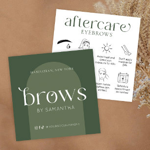 Brows Aftercare Modern Boho Sage Groene Zorg Kaart Vierkante Visitekaartje