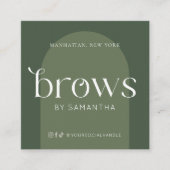 Brows Aftercare Modern Boho Sage Groene Zorg Kaart Vierkante Visitekaartje (Voorkant)