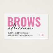 Brows Aftercare PMU Brow Instructions Kaart (Voorkant)
