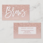 Brows elegant typografie blauw roos goud glitter visitekaartje (Voorkant / Achterkant)