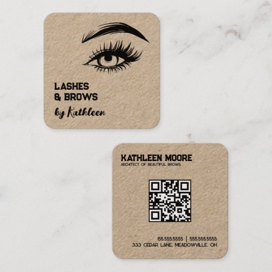 Brows en Wimpers QR Vierkante Visitekaartje (Voorkant / Achterkant)