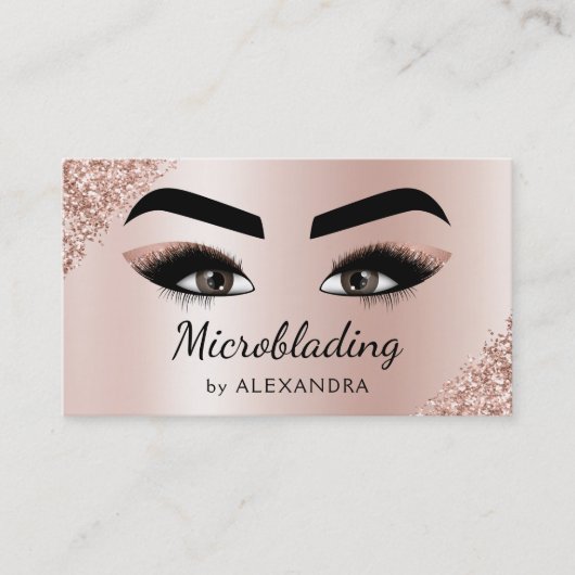 Brows Glitter Pink Rose Gold Visitekaartje (Voorkant)