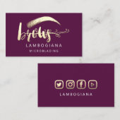 Brows Golden Logo Microblade Gold Paars Social Visitekaartje (Voorkant / Achterkant)