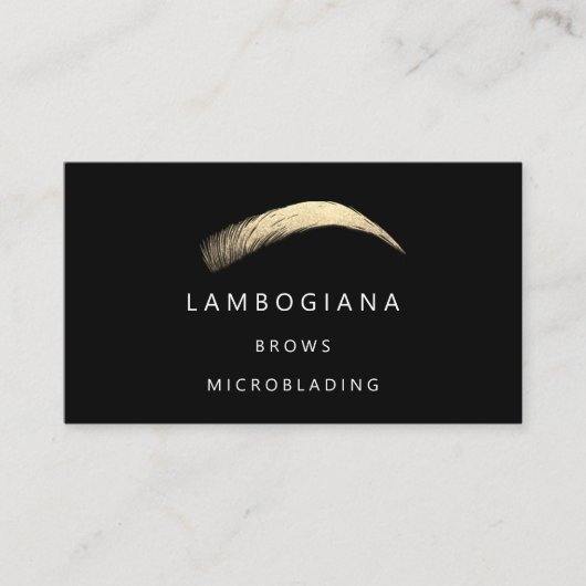 Brows Golden Logo Microblading Social Media Black Visitekaartje (Voorkant)