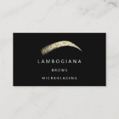 Brows Golden Logo Microblading Social Media Black Visitekaartje (Voorkant)