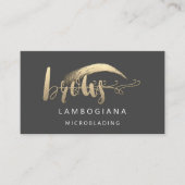Brows Golden Logo Microblading Social Media Grey B Visitekaartje (Voorkant)