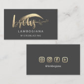 Brows Golden Logo Microblading Social Media Grey B Visitekaartje (Voorkant / Achterkant)