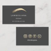 Brows Golden Logo Microblading Social Media Grey B Visitekaartje (Voorkant / Achterkant)