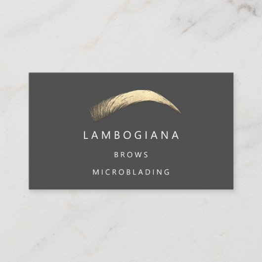 Brows Golden Logo Microblading Social Media Grey B Visitekaartje (Voorkant)