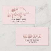 Brows Logo Microblade Social Media Pink Rose Visitekaartje (Voorkant / Achterkant)