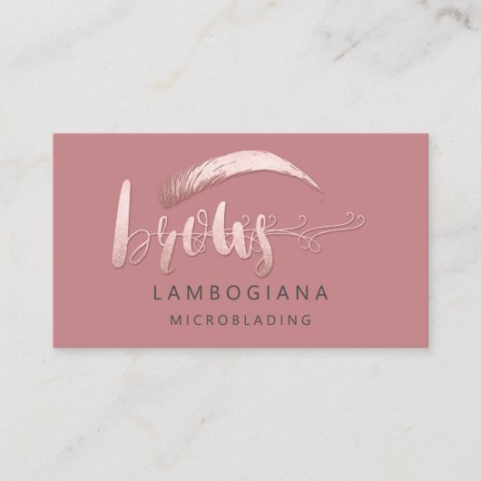 Brows Logo Microblade Social Media Roos Blush Busi Visitekaartje (Voorkant)