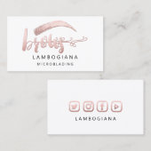 Brows Logo Microblade Social Media White Rose Busi Visitekaartje (Voorkant / Achterkant)