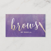 Brows Make-up Artist Gold Script Elegant Paarse Visitekaartje (Voorkant)