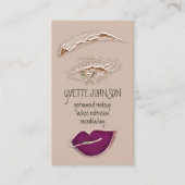 Brows Makeup Logo QRCode Berry Lip Gold lash Skinn Visitekaartje (Voorkant)