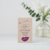 Brows Makeup Logo QRCode Berry Lip Gold lash Skinn Visitekaartje (Staand voorkant)