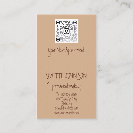 Brows Makeup Logo QRCode Logo Bruin Gold Eyelash Visitekaartje (Achterkant)