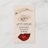 Brows Makeup Logo QRCode Logo Red Lip Gold Eyelash Visitekaartje (Voorkant)