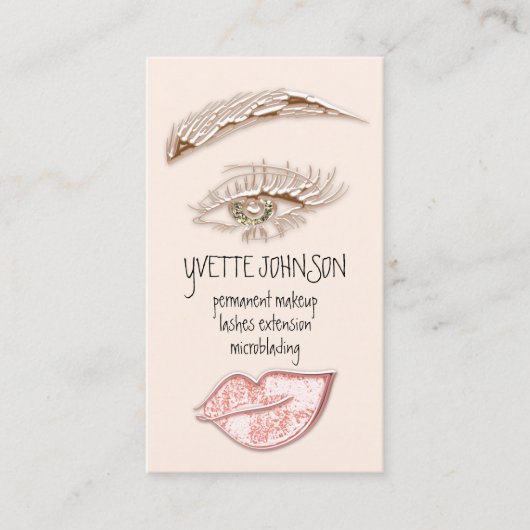 Brows Makeup Logo QRCode Powder Lip oceaan Eyelash Visitekaartje (Voorkant)