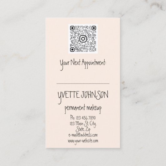 Brows Makeup Logo QRCode Powder Lip oceaan Eyelash Visitekaartje (Achterkant)