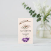 Brows Makeup Logo QRCode Roos Green Eyes Paars Visitekaartje (Staand voorkant)