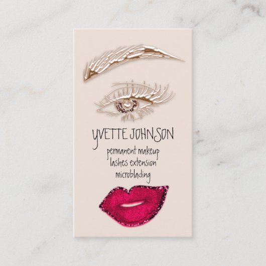Brows Makeup QRCode Logo Red Lip Skinny Eyelash Visitekaartje (Voorkant)