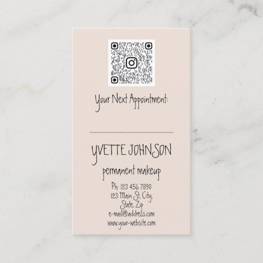 Brows Makeup QRCode Logo Red Lips Skinny Eyelash Visitekaartje (Achterkant)
