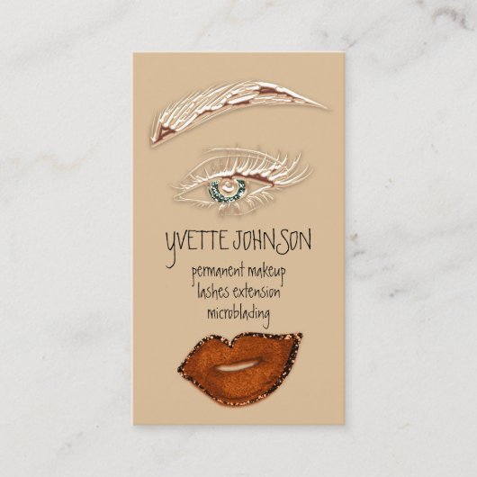 Brows Makeup QRCode Logo Roze Lips Green Eyelash Visitekaartje (Voorkant)