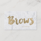 Brows modern faux gold typografie marmer visitekaartje (Voorkant)