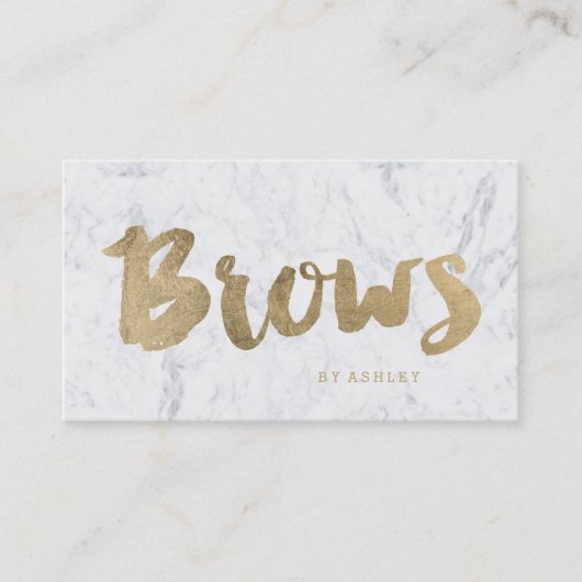 Brows modern faux gold typografie marmer visitekaartje (Voorkant)