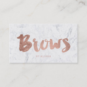 Brows modern faux roos gold typografie marmer afsprakenkaartje