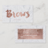 Brows modern faux roos gold typografie marmer afsprakenkaartje (Voorkant / Achterkant)