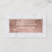 Brows modern faux roos gold typografie marmer afsprakenkaartje (Achterkant)
