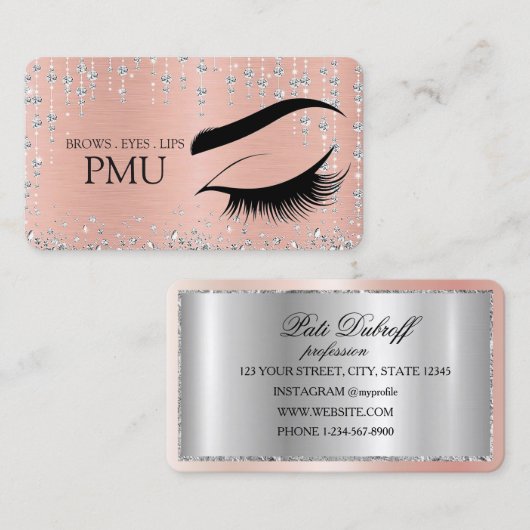 Brows Nazorg Blauw PMU Microblading Henna Salon Visitekaartje (Voorkant / Achterkant)