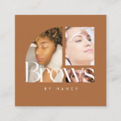 Brows Photo Collage Terracotta  Vierkante Visitekaartje (Voorkant)