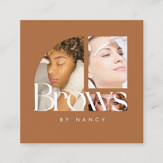 Brows Photo Collage Terracotta  Vierkante Visitekaartje (Voorkant)