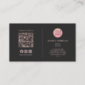 Brows QR-code en logo roze goud glitters Visitekaartje (Achterkant)
