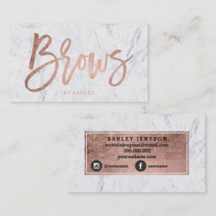 Brows roos gouden typografie witte marmer visitekaartje
