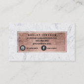 Brows roos gouden typografie witte marmer visitekaartje (Achterkant)