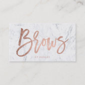 Brows roos gouden typografie witte marmer visitekaartje (Voorkant)