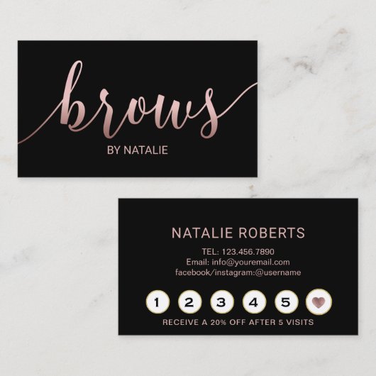 Brows Salon Roos Gold Typography Black Loyalty (Voorkant / Achterkant)