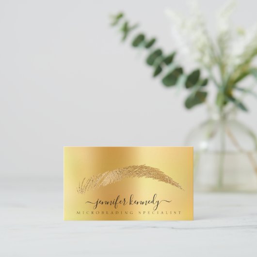 Brows Specialist Gold Foil Metallic Microblading Visitekaartje (Staand voorkant)