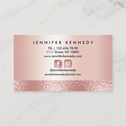 Brows Specialist Roos Gold Foil Metallic Modern Visitekaartje (Achterkant)