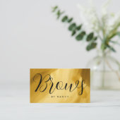 Brows Typografie Gouden penseelstreek Visitekaartj Visitekaartje (Staand voorkant)