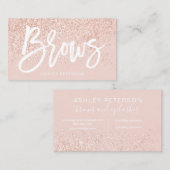 Brows typografie roos goud glitter blush roze visitekaartje (Voorkant / Achterkant)