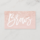 Brows typografie roos goud glitter blush roze visitekaartje (Voorkant)