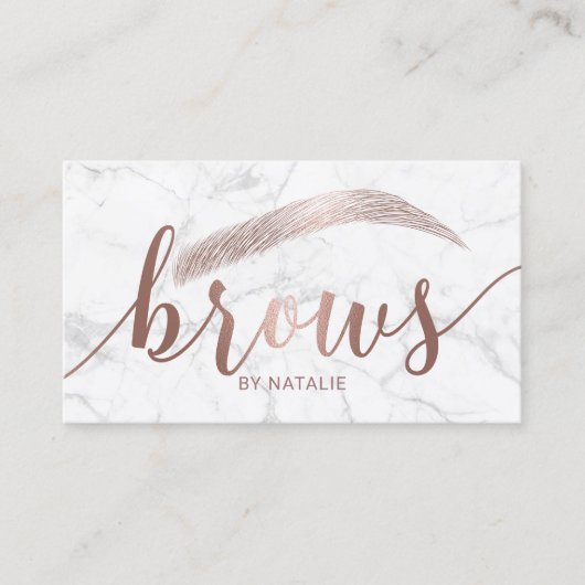 Brows Typography Eyebrow Salon Microblading Marble Visitekaartje (Voorkant)