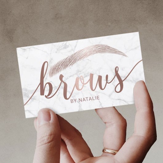 Brows Typography Eyebrow Salon Microblading Marble Visitekaartje