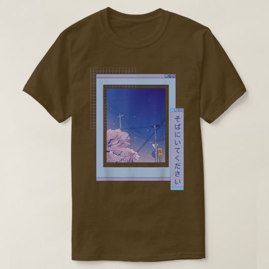 Browser Sakura Cute Anime Vaporwave Japanse nacht T-shirt (Design voorkant)