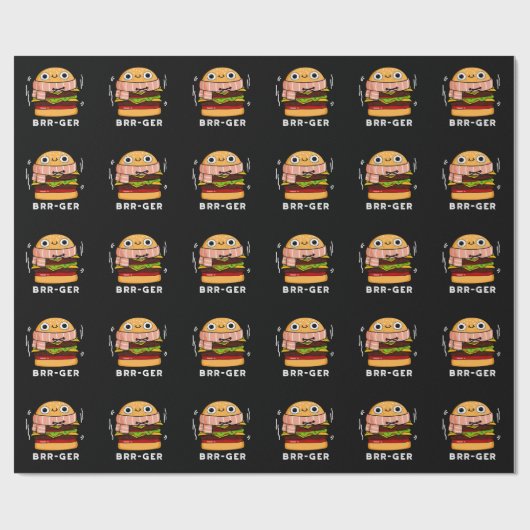 Brr-ger Funny Freezing Burger Pun Dark BG Cadeaupapier (Vlak)
